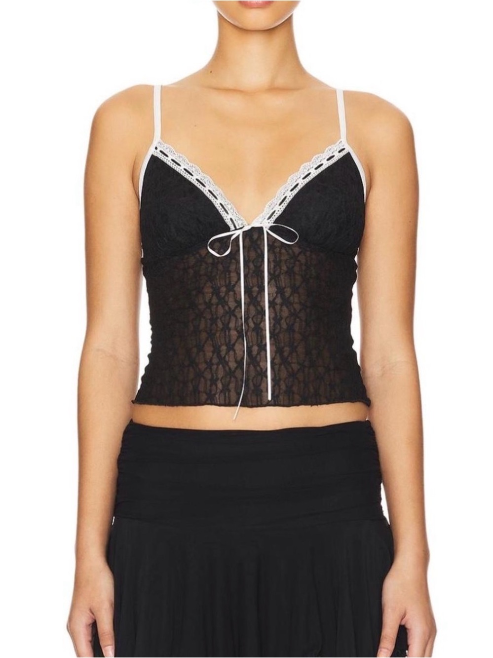 NWT More To Come Black/White Lace Cami Top Women’s Medium
